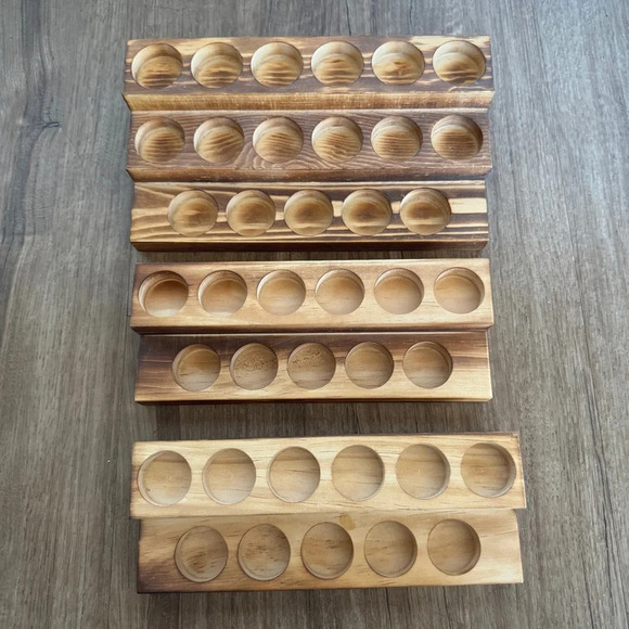 Essential oil organizers wooden tiered set of 3 - Picture 1 of 9